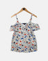 Women's floral print Narrow Strap Top with cut-out shoulder (plus size)